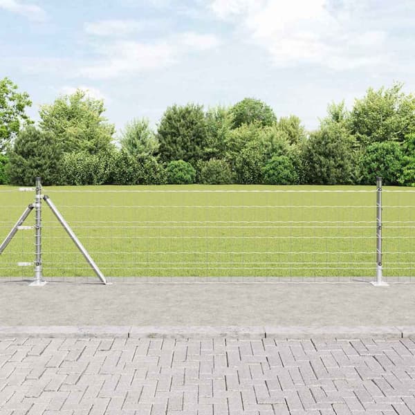 vidaXL Gjerde med stolpe sølv 0,4 x 10 m Stål
