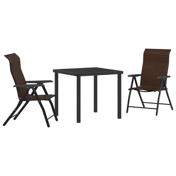 vidaXL Trädgårdsmöbelset 3 pcs Brun Pulverlackerat stål