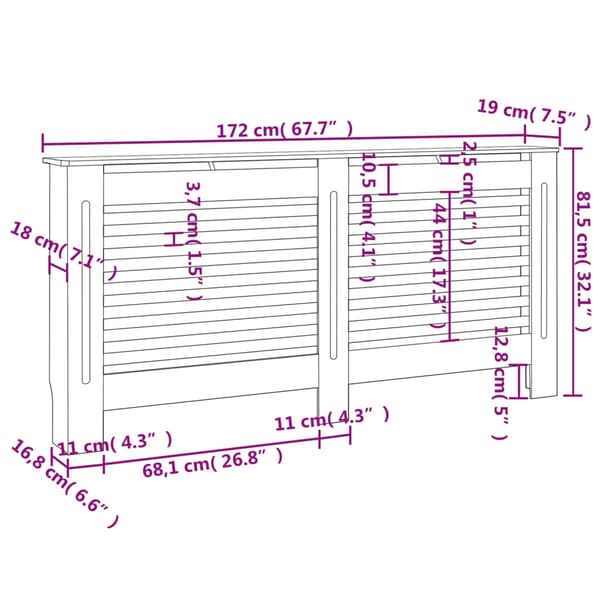 vidaXL Elementskydd 172x19x81,5 cm MDF