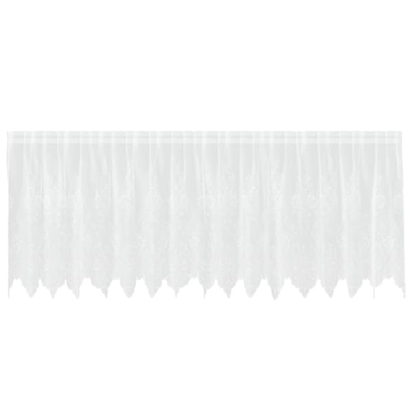 vidaXL Spetsgardin med gardiner Blommor Vit 100 x 400 cm Polyester