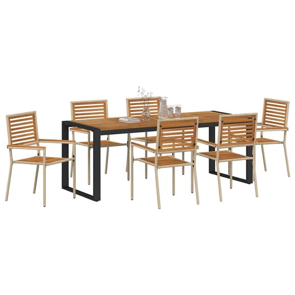 vidaXL Hage Spisegruppe 7 pcs Beige og Brun polyrotting