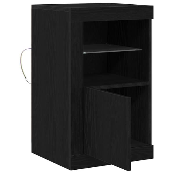 vidaXL LED sideboard 2 pcs Svart Eik 41 x 37 x 67 cm Konstruert tre