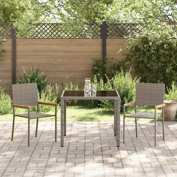 vidaXL Trädgårdsmöbelset 3 pcs Grå konstrotting