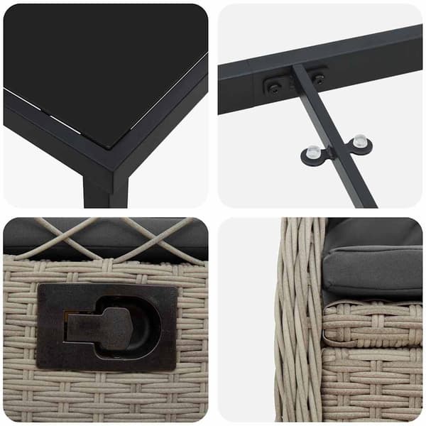vidaXL Trädgårdsmöbelset 7 pcs Ljusgrå konstrotting