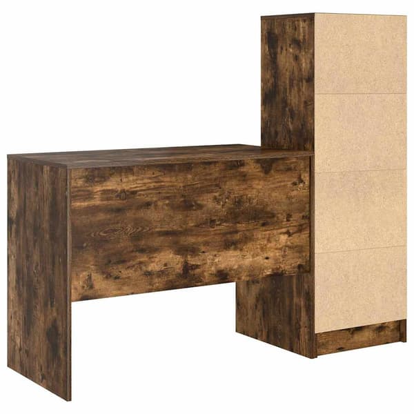 vidaXL Skrivebord med lagring 2 pcs Røkt eik 100 x 50 x 76 cm