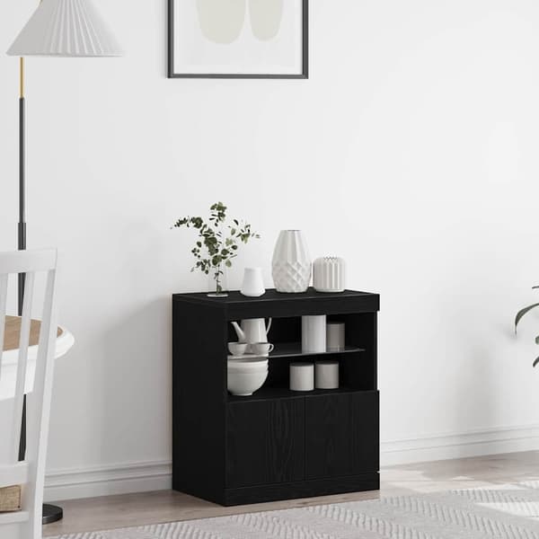 vidaXL Sideboard Svart ek Konstruerat trä Medium Hyllor