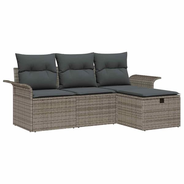 vidaXL Trädgårdsoffset med kudde med lagring 4 pcs Poly rattan