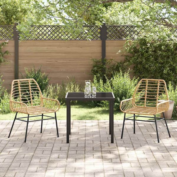 vidaXL Hage Spisegruppe 3 pcs Brun polyrotting