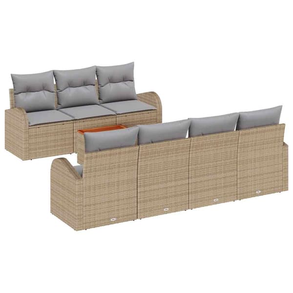 vidaXL Trädgårdsoffset 8 pcs Beige och Ljusgrå konstrotting