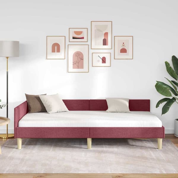 vidaXL Hörnram Vinröd 90 x 200 cm tyg