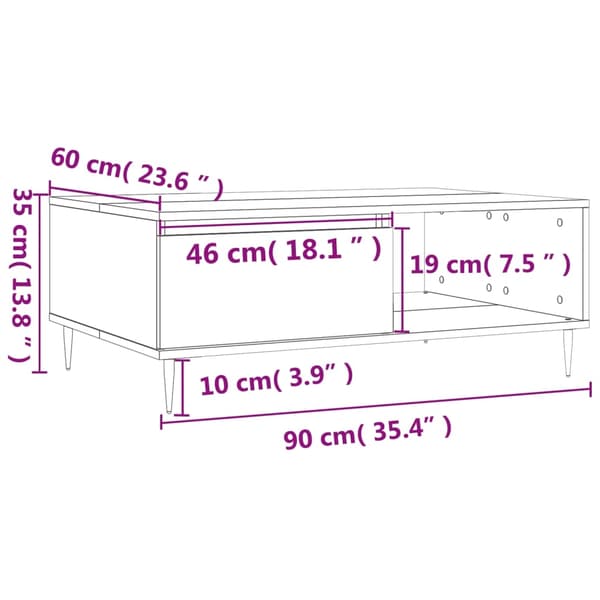 vidaXL Soffbord vit 90x60x35 cm konstruerat trä
