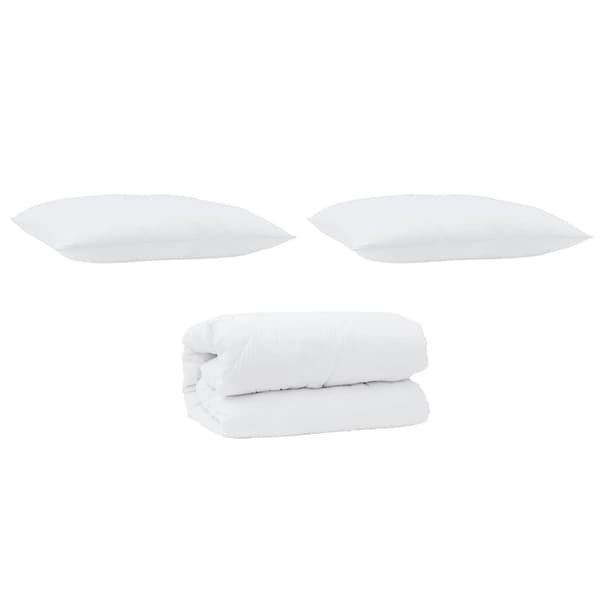 vidaXL Täckeset med kudde 3 pcs Vit Mikrofiber och Dunfjäder