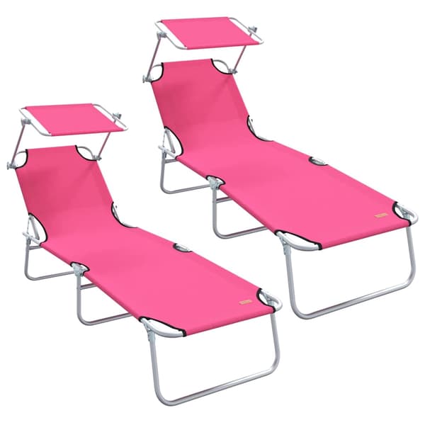 vidaXL Solstol 2 pcs Rosa 58 x 188 x 77cm Polyester