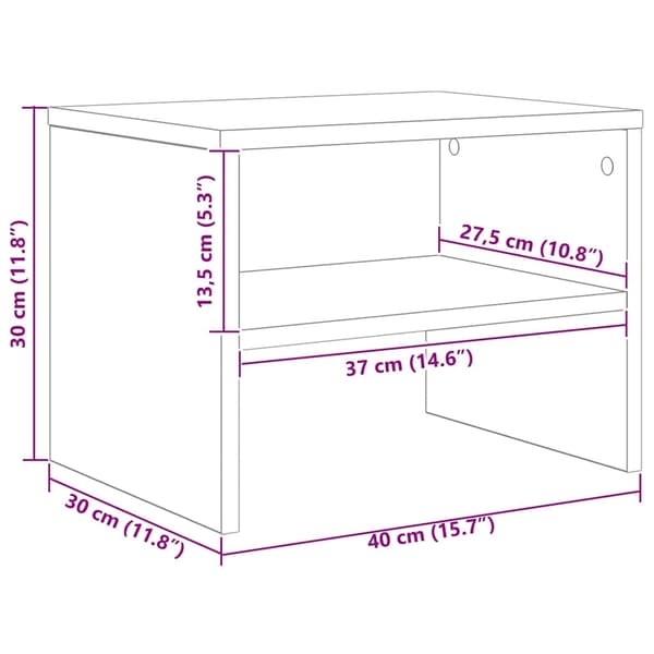 vidaXL Nattbordskap artisan eik 40 x 40 x 30 cm Konstruert tre