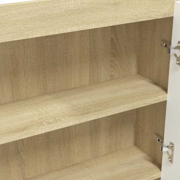 vidaXL Speilskap til bad 80x15x60 cm MDF hvit og eik