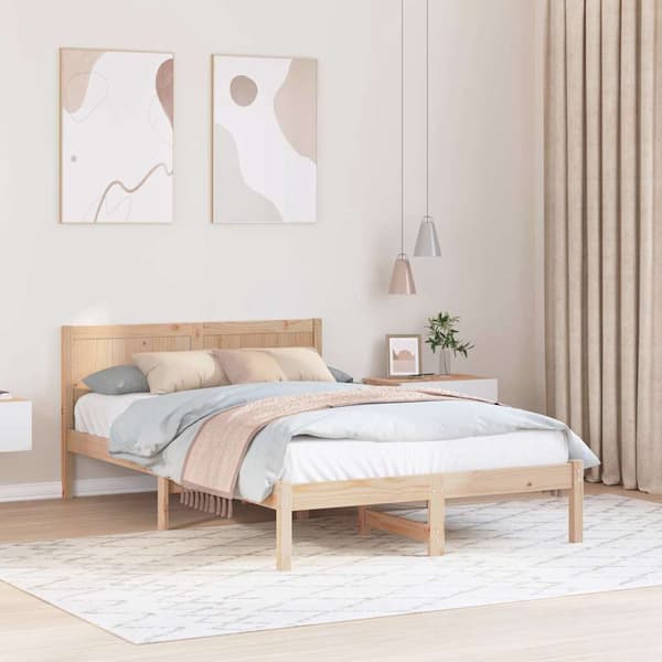 vidaXL Sängram Brun 120 x 200 cm Massivt tallträ