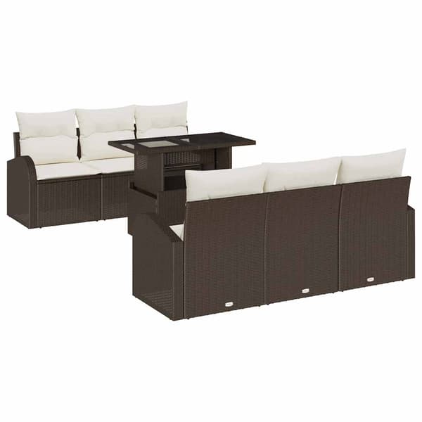 vidaXL Trädgårdsoffset med kudde med lagring 7 pcs Brun Poly Rattan