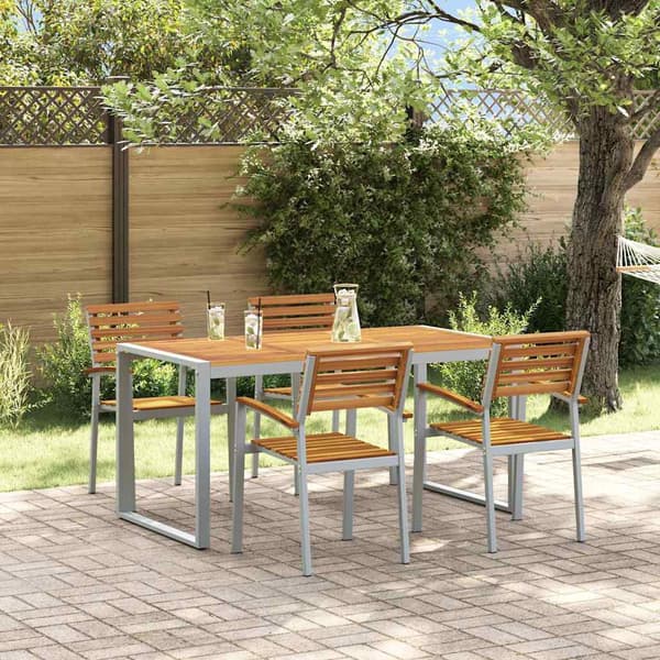 vidaXL Hage Spisegruppe 5 pcs Grå Solid akasietre