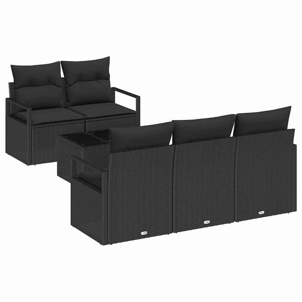 vidaXL Soffset med kudde 6 pcs Svart konstrotting