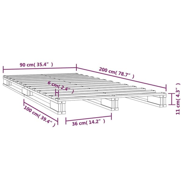 vidaXL Palleseng 90x200 cm heltre furu