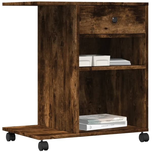 vidaXL Skriverstativ med hjul røkt eik 60x40x68,5 cm