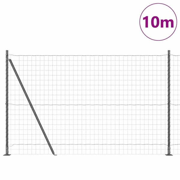 vidaXL Gjerde med stolpe Grå 1,5 x 10 m Stål