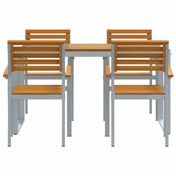 vidaXL Hage Spisegruppe 5 pcs Grå Solid akasietre