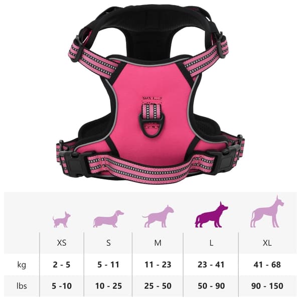 vidaXL Hundesele med reflekterende striper justerbar rosa L