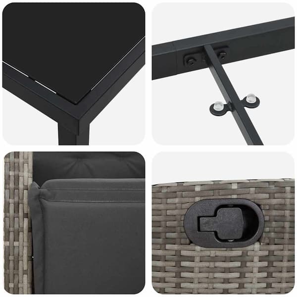 vidaXL Trädgårdsmöbelset med kudde 7 pcs Grå konstrotting