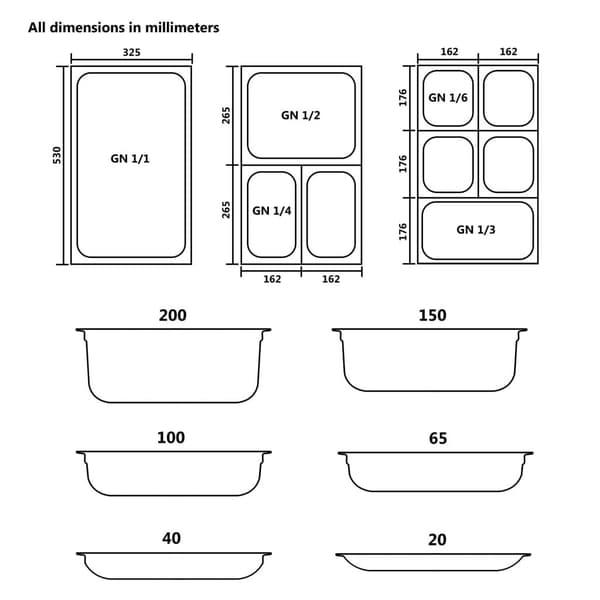 vidaXL Gastronormbeholdere 12 stk GN 1/4 20 mm rustfritt stål