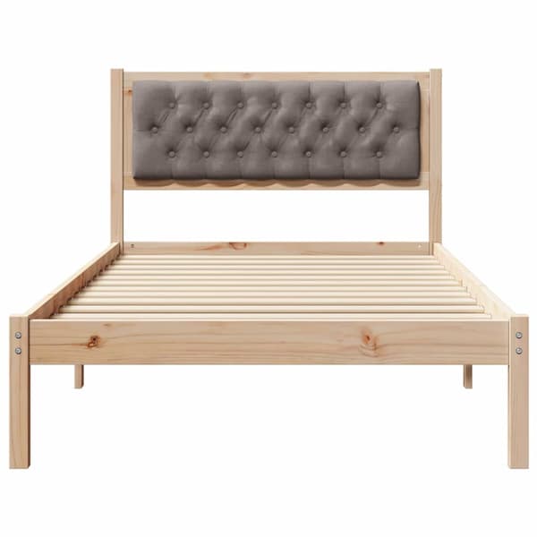 vidaXL Sängram med sänggavel Gråbrun 100 x 200 cm tyg