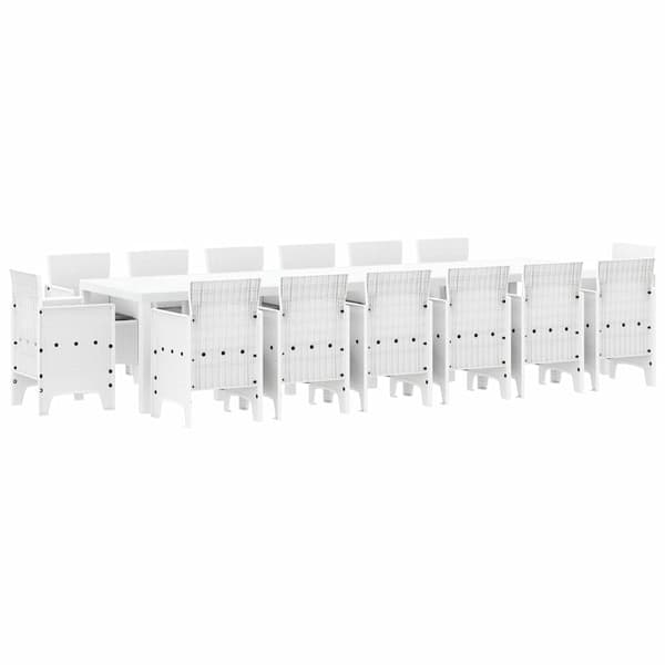 vidaXL Trädgårdsmöbelset 15 pcs Vit Polt rotting