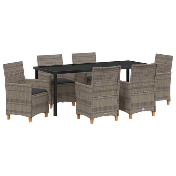 vidaXL Trädgårdsmöbelset 7 pcs Grå konstrotting