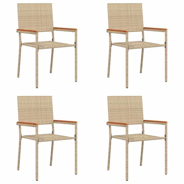 vidaXL Hage stabelstoler 4 pcs Krem og brun PE rattan, solid akasietre