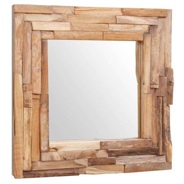 vidaXL Prydnadsspegel teak 60x60 cm kvadrat