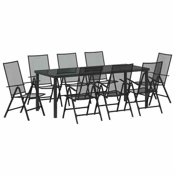 vidaXL Trädgårdsmöbelset 9 pcs Antracit Pulverlackerat stål