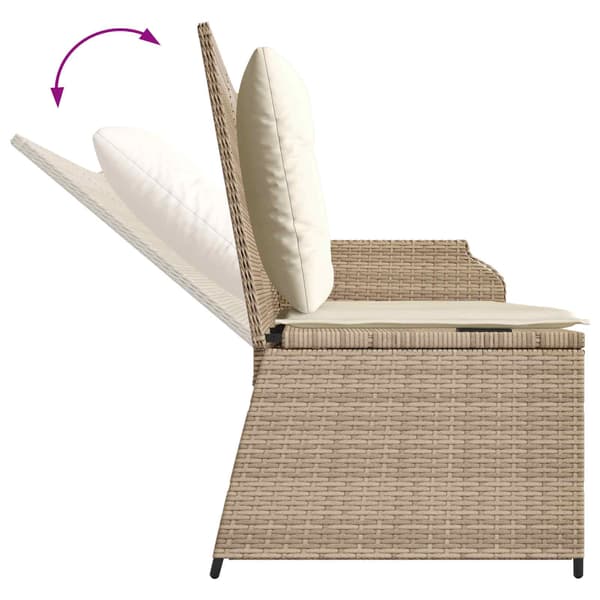 vidaXL Trädgårdsbänk med dyna Beige Polyrotting