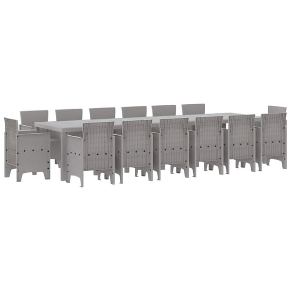vidaXL Hage Spisegruppe 15 pcs Lysegrå Polt rattan