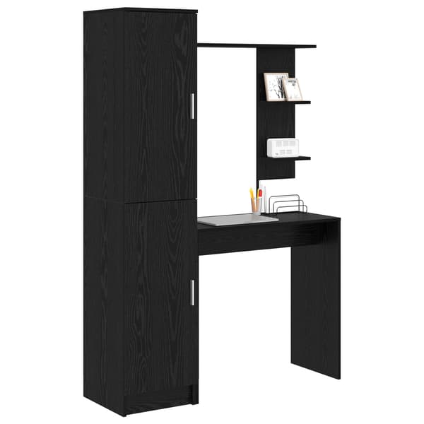 vidaXL Skrivbord 2 pcs Svart Ek
