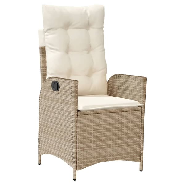vidaXL Bistrogrupp med dynor 3 delar beige konstrotting