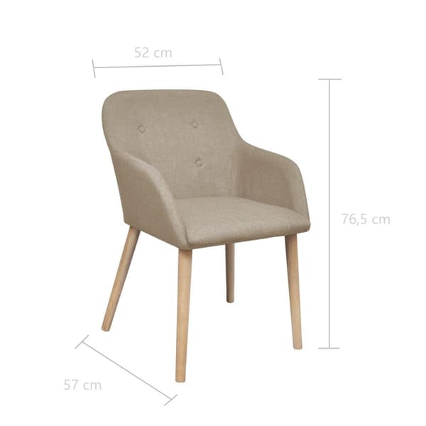 vidaXL Matstolar 4 st beige tyg och massiv ek