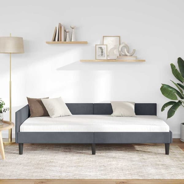 vidaXL Sängram Mörkgrå 100 x 200 cm Sammet och konstruerat trä