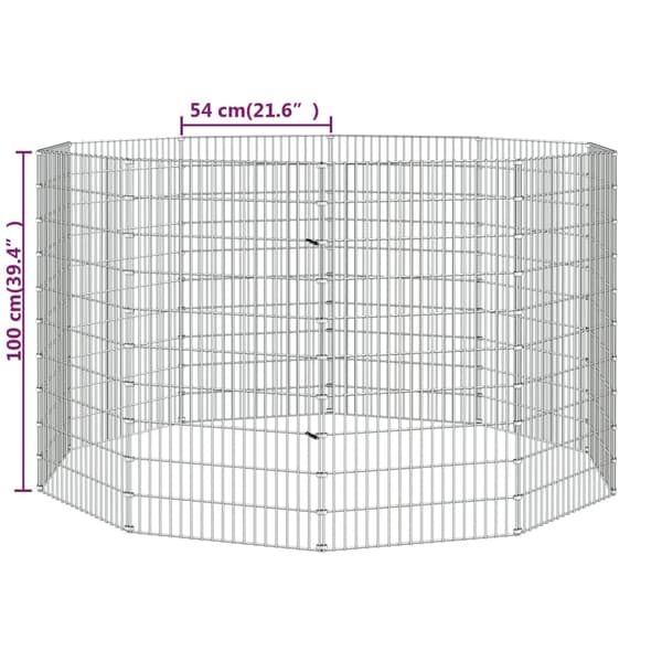 vidaXL Husdjursbur 10-panel 54x100 cm galvaniserat järn