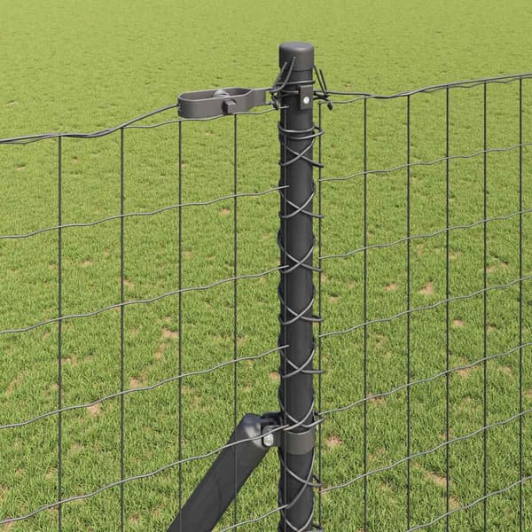 vidaXL Gjerde med stolpe Grå 1,6 x 10 m Stål og PVC