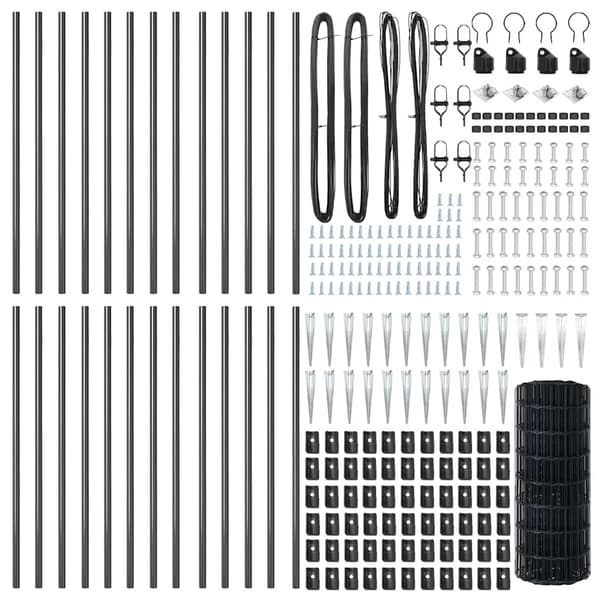 vidaXL Gjerde med stolpe Grå 0,6 x 50 m Stål og PVC