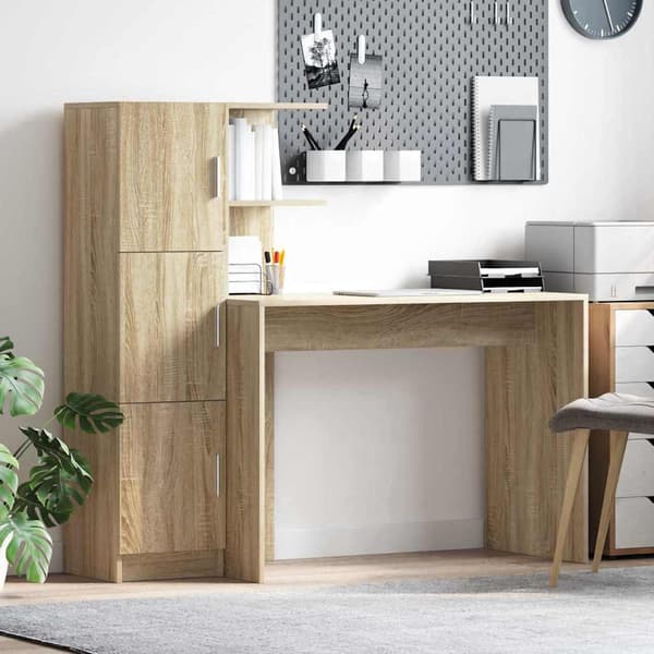 vidaXL Skrivebord 2 pcs Sonoma eik