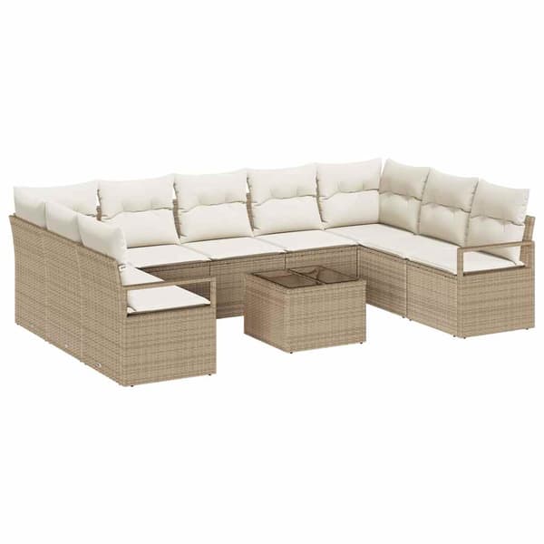 vidaXL Trädgårdsoffset 10 pcs Beige och gräddfärgad konstrotting