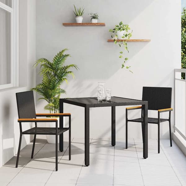 vidaXL Hage Spisegruppe 3 pcs Svart polyrotting