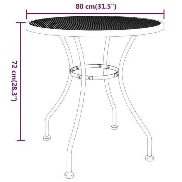 vidaXL Trädgårdsbord Ø80x72 cm sträckmetall antracit