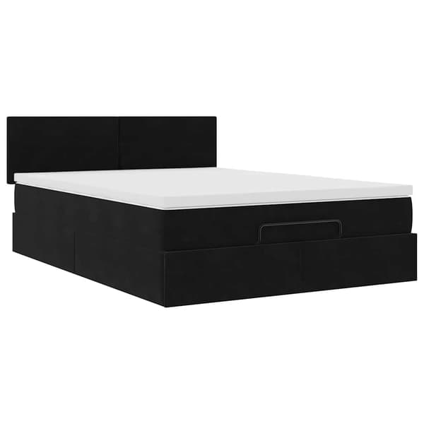 vidaXL Ottoman sängram med madrass svart 140x200cm sammet